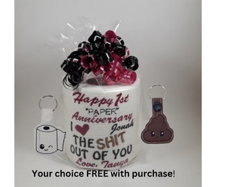 Embroidered 1st Anniversary Toilet paper - Custom - Personalized - First TP - Funny Gift - Husband - Wife - Anniversary Gag Gift