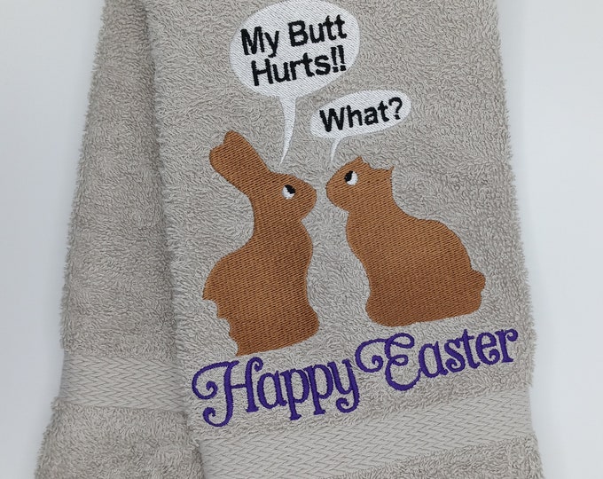 Easter hand towel, Funny bathroom decor, Holiday funny, Easter decoration humorous, Personalized Happy Easter gift, Personalized custom