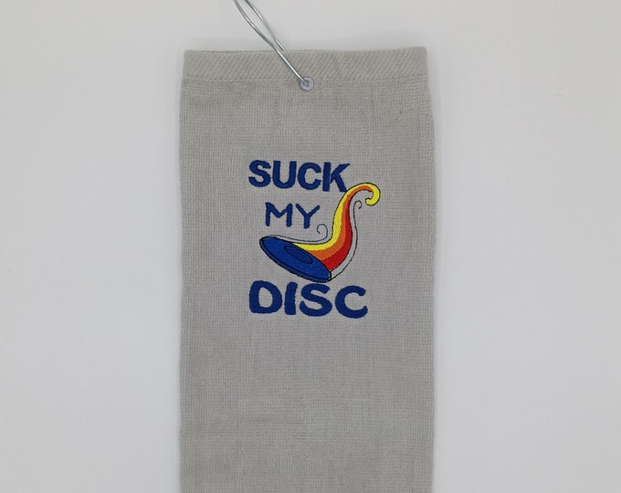 Disc Golf Towel Gift - Custom Personalized Embroidered Golf Towel - Suck My Disc - Monogrammed Sports Towel - Frisbee Golf Gift - Funny