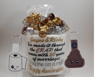 50th Anniversary Personalized Embroidered Toilet Paper: Funny Gag Gift