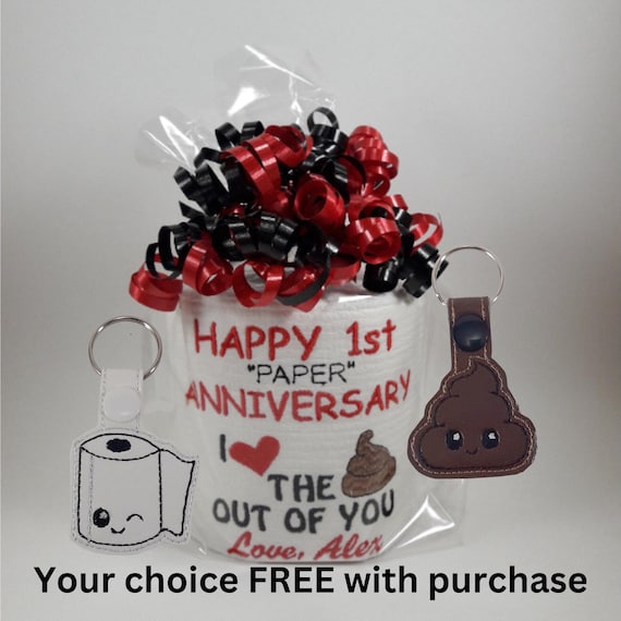 Funny 1st Anniversary Paper Gift: Personalized Embroidered TP