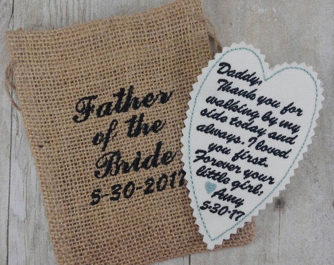 Gift for Father of the Bride - Embroidered Tie Patch - Gift for Groom - Father of the Groom - Wedding Party Keepsake - Embroidery Gift -A1