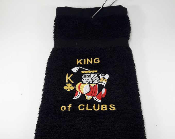 Golf Towel Gift -  King of Clubs - Christmas gift for golfer - Golfing accessories - Fun useful gift, embroidered, personalized for free