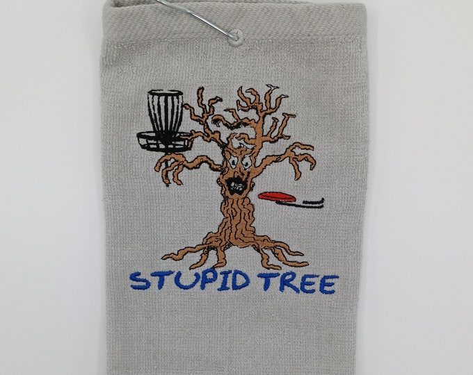 Personalized embroidered funny disc golf towel - Stupid tree - Fun useful disc golf gift - disc golf accessories - Frisbee golf gift - Adult