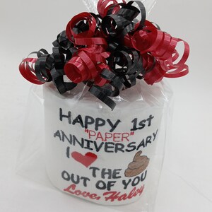 Funny 1st Anniversary Paper Gift: Personalized Embroidered TP image 11