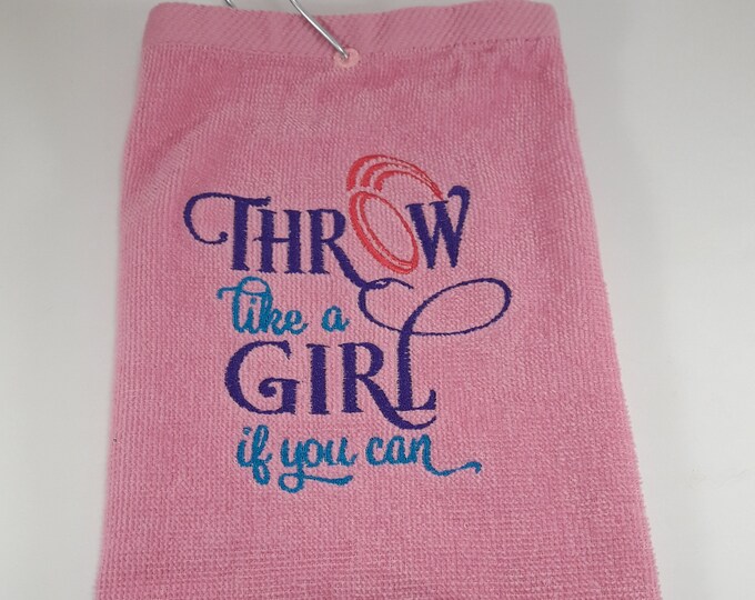 Disc golf gift for girl her woman mom sister friend, Frisbee golf sweat towel, Monogrammed embroidery personalized, useful  golf accessory