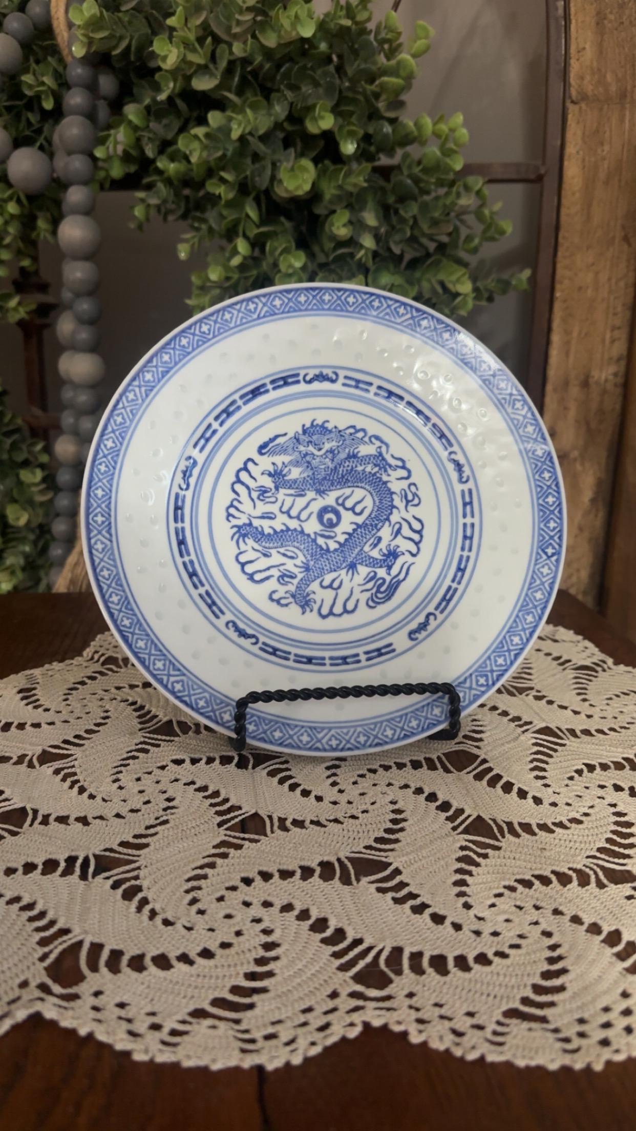 Vintage Blue Dragon Asian Plates - Etsy
