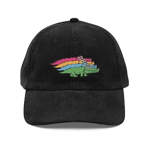 King Gizz Rainbow Gators Glitch Embroidered Vintage Corduroy Dad Hat