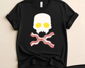 Breakfast Skull Graphic Tee - Food Lovers Gift - Classic Bacon and Eggs