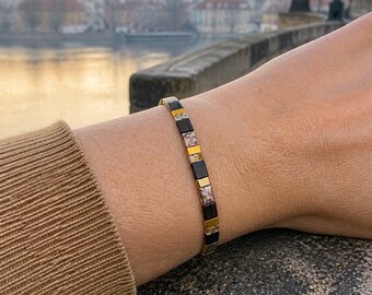 Bracelet Miyuki Tila, noir et ocre – Prague