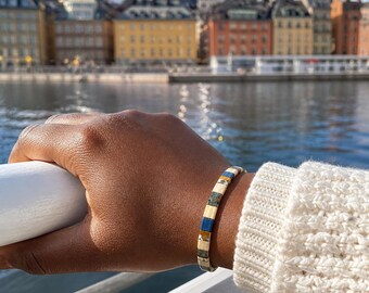 Bracelet Miyuki Tila, bleu et ardoise – Stockholm
