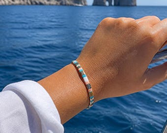 Bracelet Miyuki Tila, Aqua & Blush – Capri