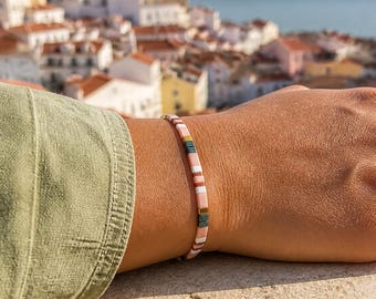 Bracelet Miyuki Tila, rose et vert – Lisbonne