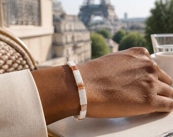 Bracelet Miyuki Tila, Ivoire et Rose poudré – Paris
