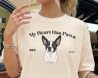 Custom Pet Portrait Shirt, Illustrated Dog Cat Name Tee (Personalized)