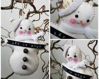 PDF sewing pattern SNOWMAN Christmas Winter Ornament