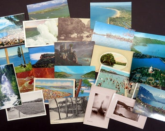 Vintage Postcards, water, lakes, rivers, ocean, beach, swimming pool.  Lot of 25. Glossy and Matte, photo and illustration, B&W and Color.