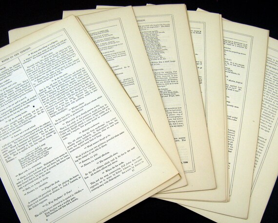Shakespeare Quotes Book Pages Old English Words Literary | Etsy