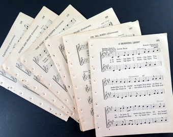 18 pk of childrens songs, music pages with uncut edges, thick stock, authentic old paper, naturally aged,  vintage papercraft supply