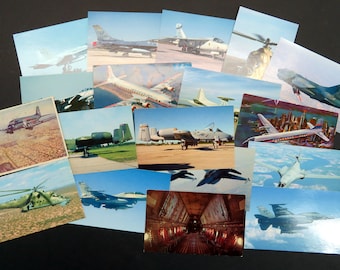 Postcard Bundle Aircraft 18 Vintage Postcards, Airplane Theme, airplanes, military planes, helicopters, commercial airlines, fighter jets