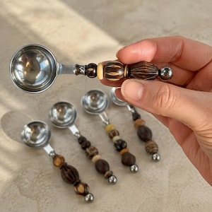Handmade Beaded Teaspoon, Unique Coffee Spoon, Stainless Steel Dessert Spoon, Boho Tableware, Hostess Gift