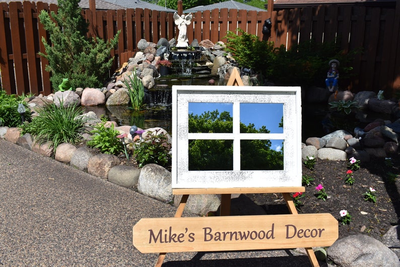 Barnwood Window Mirror 4 Panes image 1