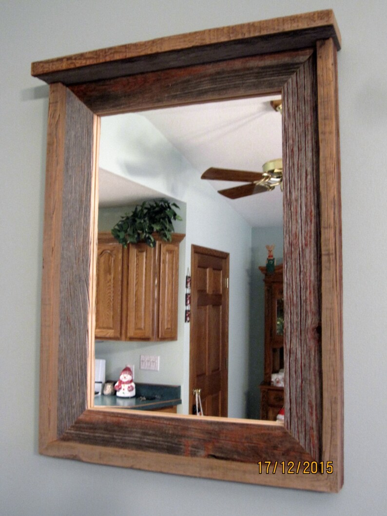 Barnwood Mirror with Shelf on top image 3