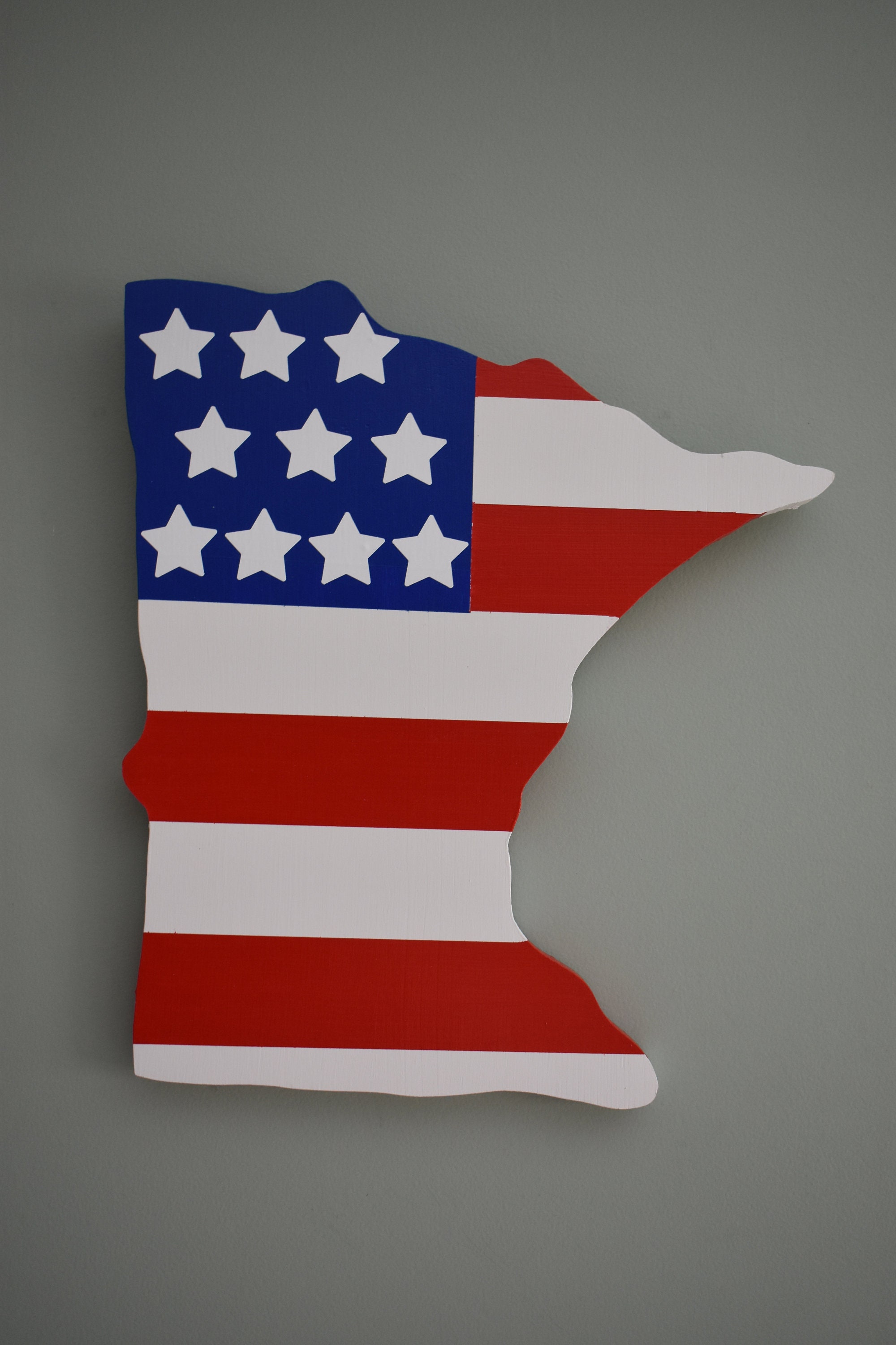 Minnesota and USA Flag - Cedar Ornament Minnesota and USA Flag - Cedar Ornament