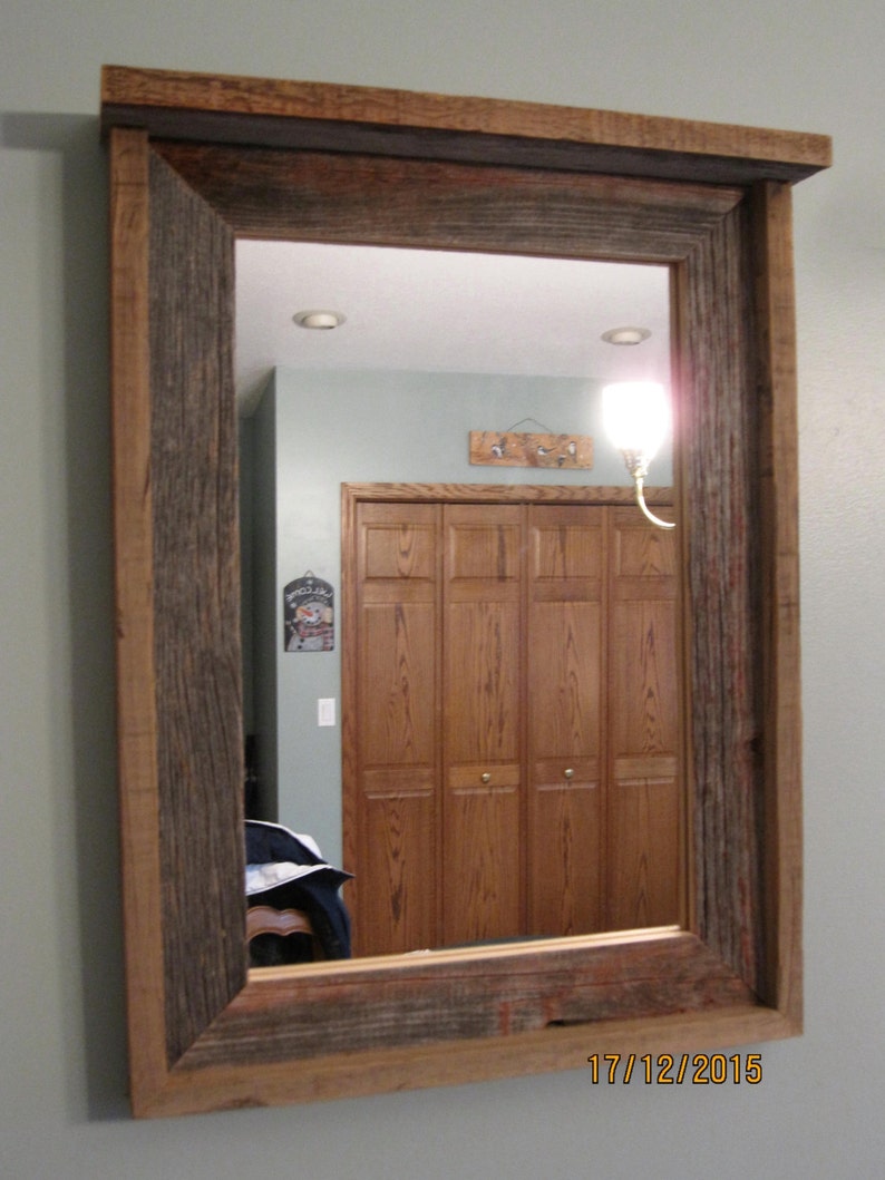 Barnwood Mirror with Shelf on top image 2