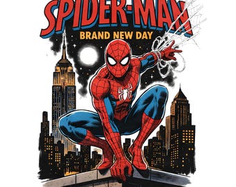 Marvel Spiderman Brand New Day Héroe Web Vintage PNG, Ilustración Retro de Superhéroe de Cómic (Descarga Digital)