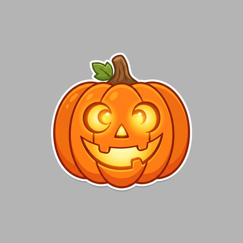Rand Sticker Lachende Halloweenpompoensticker, lichtgevende Jack-o'-lantern sticker ...