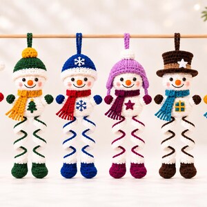 Snögubbe-virkmönsterpaket, 6 spiralmönster för snögubbsjuldekorationer, Amigurumi-juldekorationer i PDF-format