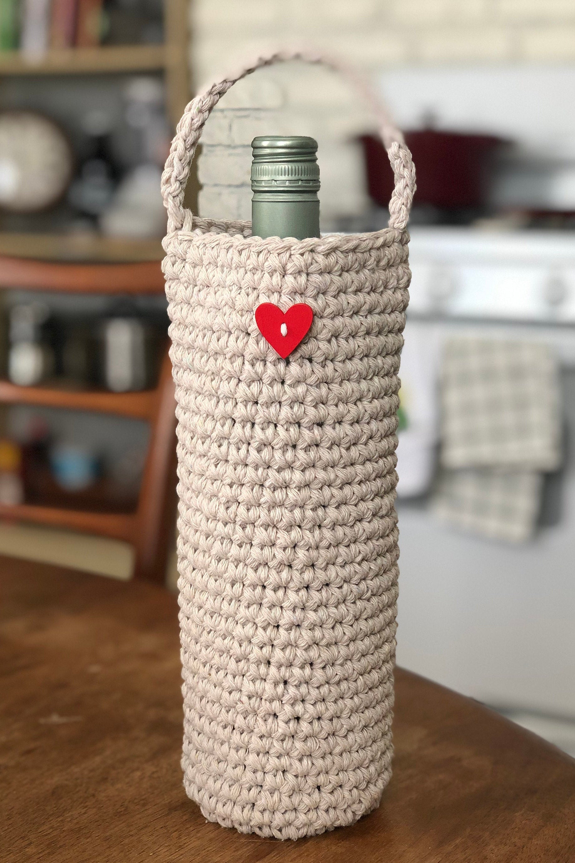 Crochet Wine Tote Crochet Wine Bag Cotton Wine Carrier Etsy UK