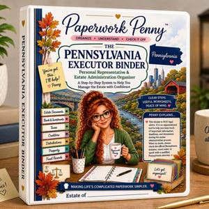 Pennsylvania Executor Binder PA Probate Estate Administration Organizer Executor Checklist Estate Planner Tracker Inheritance Distribution