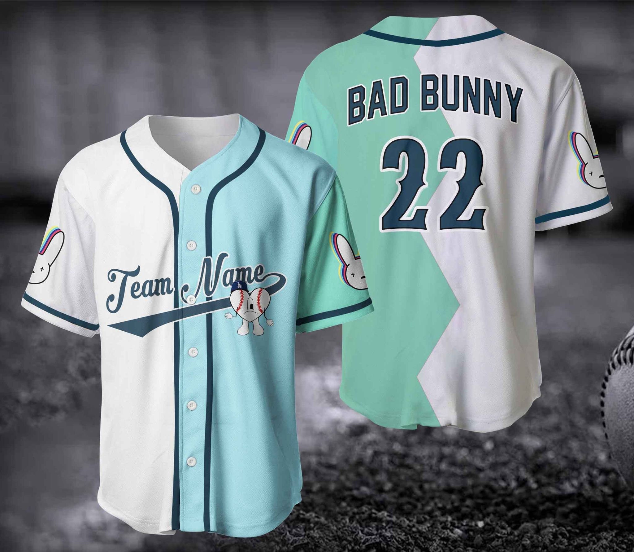 Custom Name Baseball Jersey Shirt, Bad Bunny Jersey, Personalized Name  Custom Request Designs Baseball Jersey