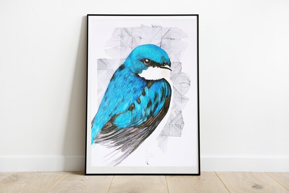 Bird Decor Gift For Bird Watcher Watercolour Bird Art Tree Swallow print Swallow painting Bird Wall Art Bird art print Bird Lover