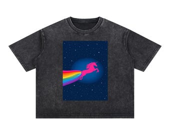 Unicorn Daydream Mineral Wash Boxy Cotton T-Shirt
