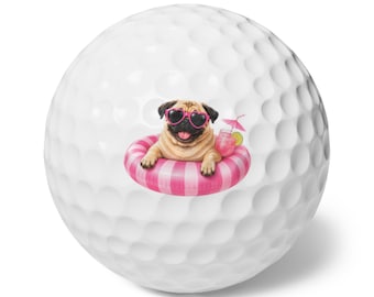 Poolside Pugs-Golf Balls, 6pcs