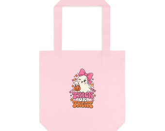 Cute Ghost with Bow Trick or Treat Tote Bag