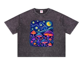 Mushroom Dreams – Mineral Wash Boxy Cotton T-Shirt
