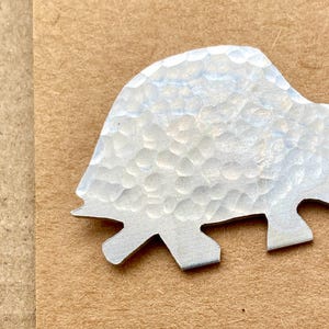 Silver Recycled aluminium Tortoise Brooch or Necklace made from recycled aluminium.
