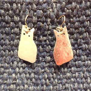 Silver Recycled aluminium Sitting Cat Ear rings. Light weight and non tarnish image 2