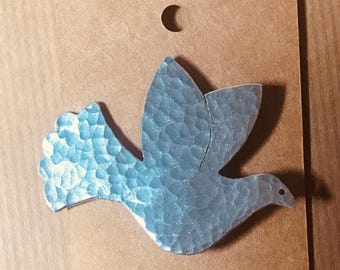 Silver Recycled aluminium Dove  Brooch