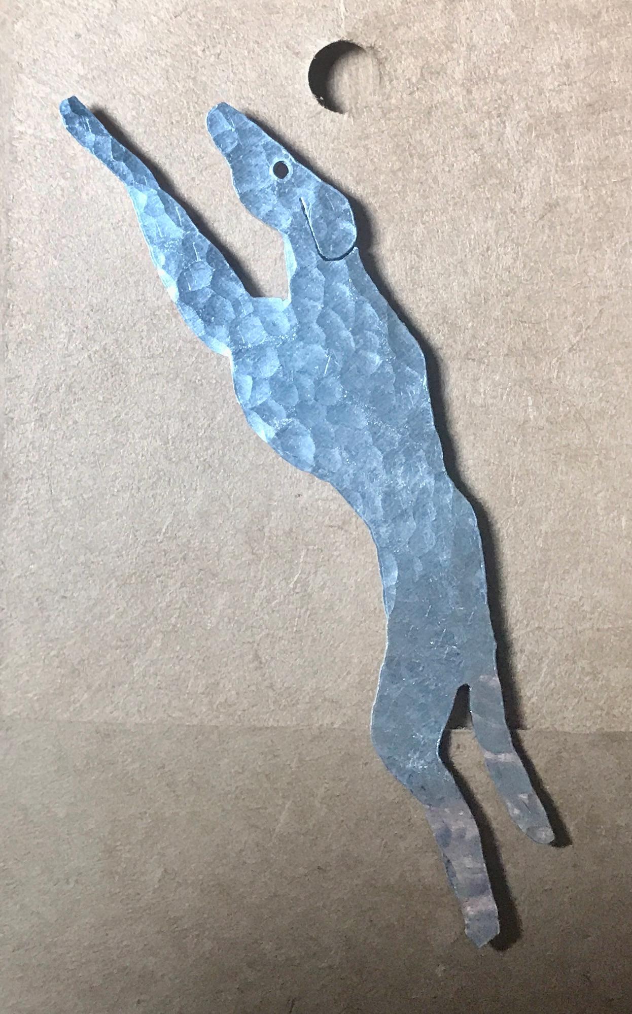 Silver aluminium Greyhound brooch