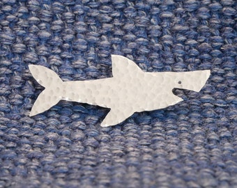 Silver Shark brooch or pendant.