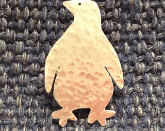 Silver Standing Penguin Brooch.