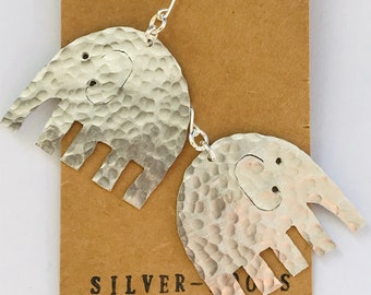 Silver Aluminium elephant earrings