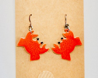 Neon Orange Crab Earrings