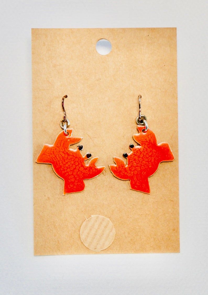 Neon Orange Crab Earrings image 1