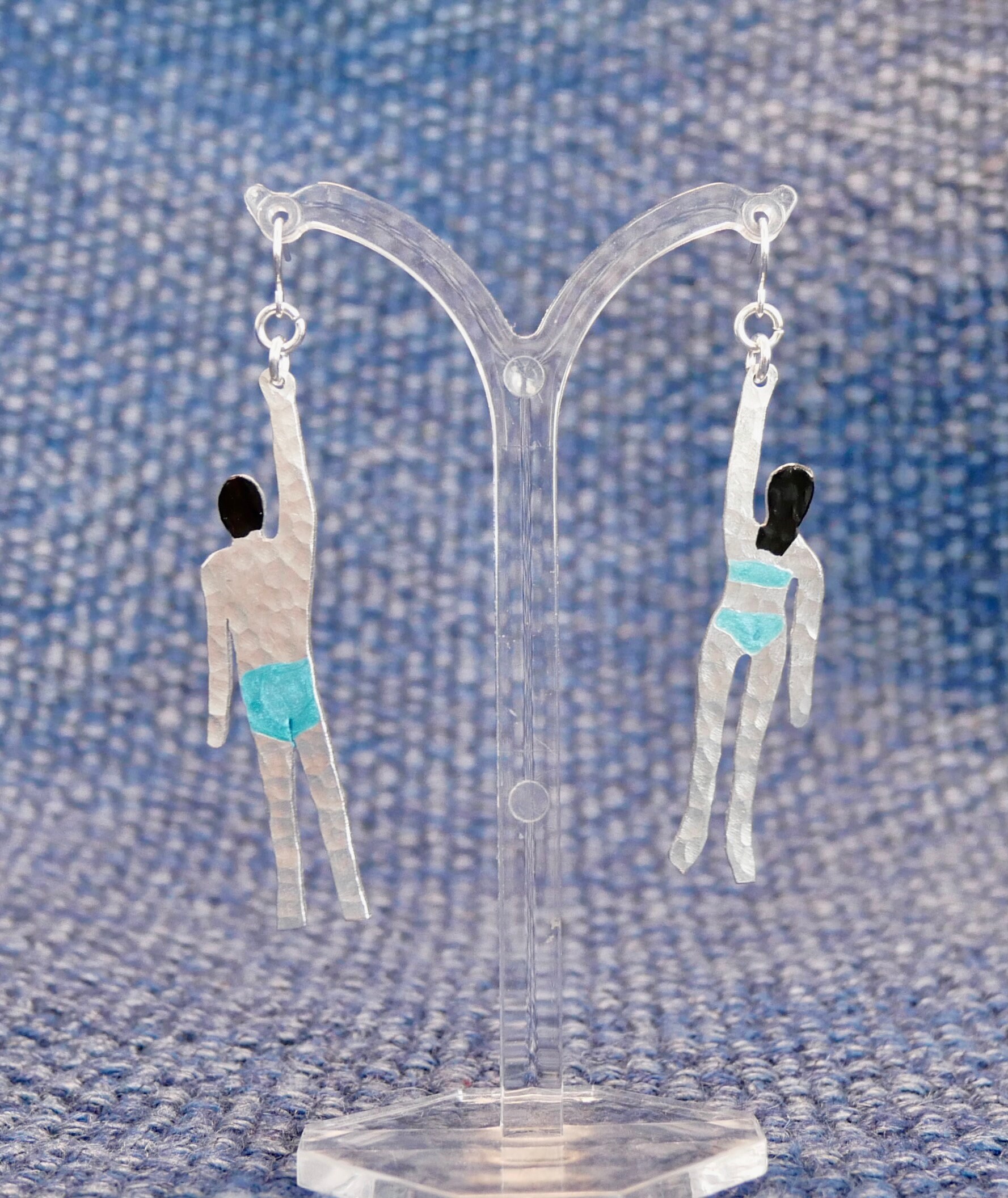Upcycled Aluminium Swimmer Earrings With Silver Hooks Etsy UK